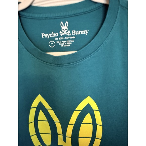 This is a Psycho Bunny Kentmere Graphic Tee Size 7 Xl Harbor Blue Pima cotton - Picture 2 of 5